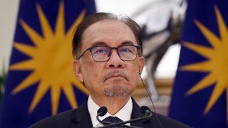 Malaysia’s prime minister Anwar Ibrahim during a news conference in New Delhi, India, on Tuesday, Aug. 20, 2024. 