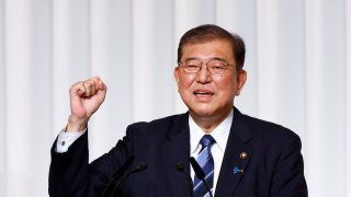 Newly-elected leader and sitting chairperson of the Liberal Democratic Party (LDP) Shigeru Ishiba speaks during a press conference following his election in the party leadership elections on September 27, 2024 in Tokyo, Japan.