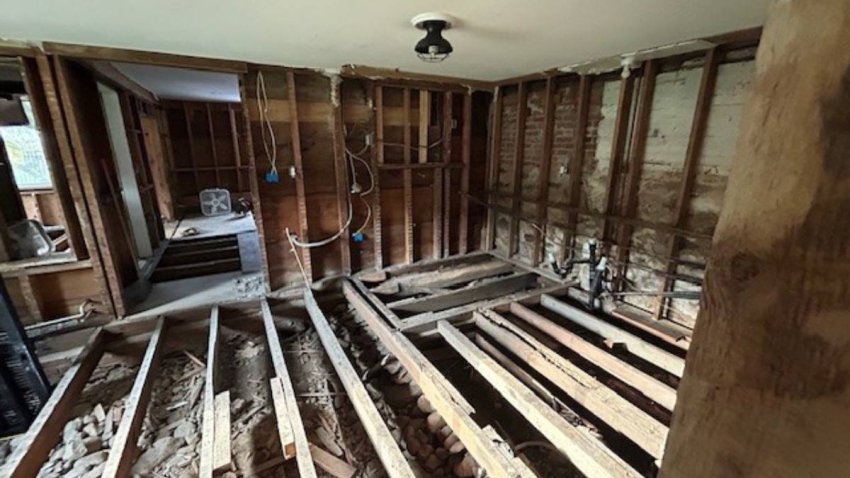 Flood-damaged home in Seymour