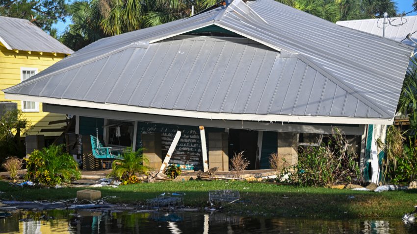 A house destroyed by Hurricane Helene