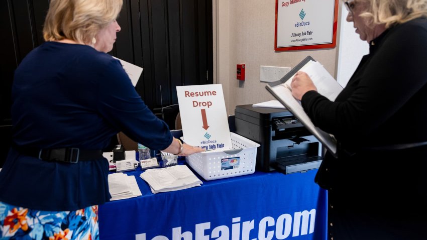 Attendees at the Albany Job Fair in Latham, New York, US, on Wednesday, Oct. 2, 2024. 