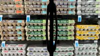 Eggs are displayed at a grocery store on September 25, 2024 in Greenbrae, California. 