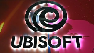 The Ubisoft logo displayed during the Brand Licensing Europe at ExCel London on September 24, 2024.