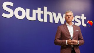 Bob Jordan, CEO of Southwest Airlines, listens to questions from media during Southwest Airlines Investor day at Southwest Airlines Headquarters on September 26, 2024 in Dallas, Texas.