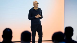 Microsoft CEO Satya Nadella speaks at an event on the company’s Redmond, Washington, campus on May 20, 2024. Nadella is betting a new generation of computers with specialized artificial intelligence chips and faster performance will revive the long-running rivalry between Windows PCs and Apple Inc.’s Mac.