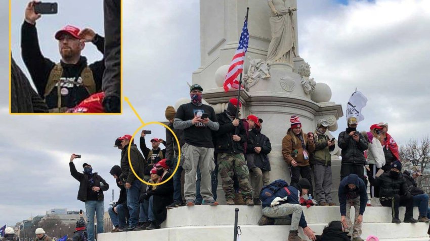 The FBI identified Edward Kelley with a yellow circle in this photo from Jan. 6, 2021.