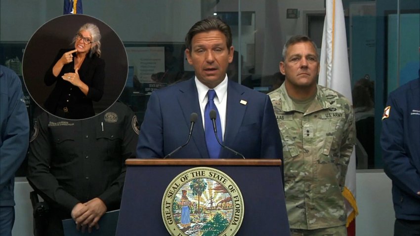 Florida Gov. Ron DeSantis speaks at podium