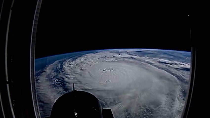 Hurricane Milton out window of ISS