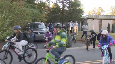 Dozens of student ride bikes to school in Hamden