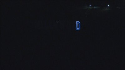  ‘D' in Hollywood sign lit up blue for Dodgers World Series win