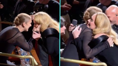 Adele burst into tears as she hugs Céline Dion at her Vegas residency