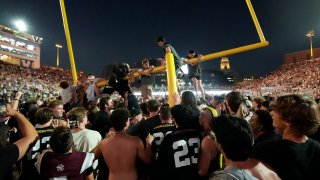 Vanderbilt fans tear down the goal post