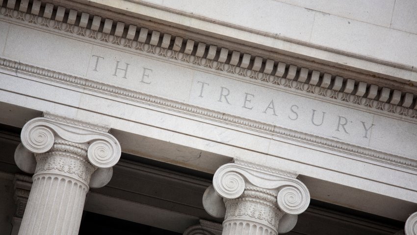 Exterior of US Treasury Building, Washington DC