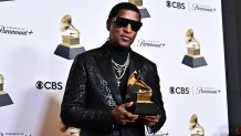 Songwriter Kenneth "Babyface" Edmonds poses in the press room with the Grammy for Best R&B Song award for "Snooze" during the 66th Annual Grammy Awards at the Crypto.com Arena in Los Angeles on February 4, 2024. (Photo by Frederic J. Brown / AFP) (Photo by FREDERIC J. BROWN/AFP via Getty Images)