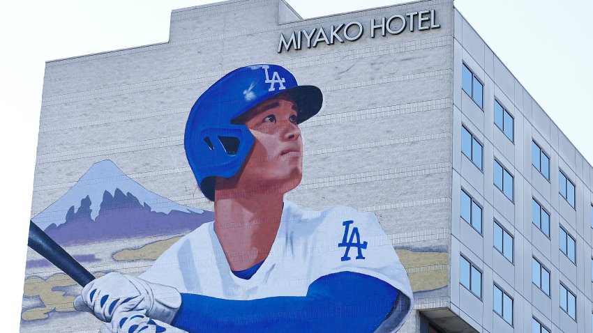 A mural of Shohei Ohtani painted by Robert Vargas