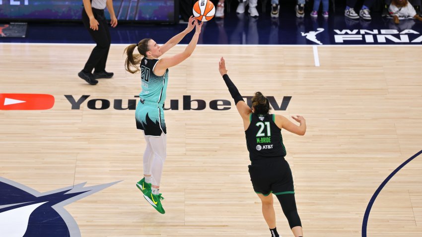 Sabrina Ionescu takes the winning shot in Game 3 of the WNBA Finals