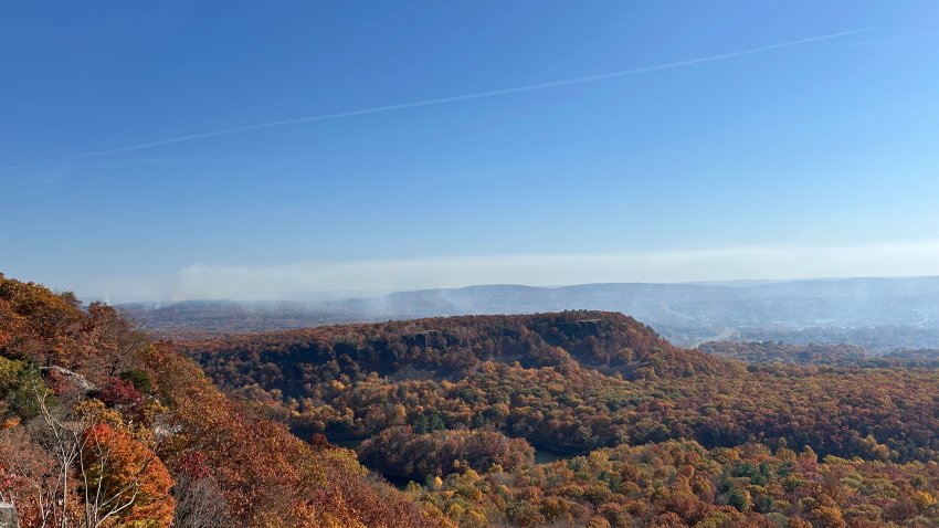 The smoke from the brush fire in Berlin is visible from Castle Craig.