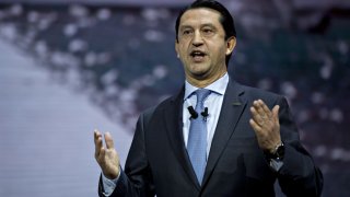 Jose Munoz, chief performance officer of Nissan Motor Co., speaks during the 2018 North American International Auto Show (NAIAS) in Detroit, Michigan, Jan. 15, 2018.