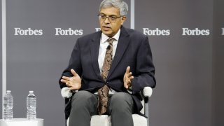 File - Jay Bhattacharya speaks during the 2023 Forbes Healthcare Summit at Jazz at Lincoln Center on Dec. 5, 2023 in New York City.