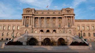 WASHINGTON, DC – AUGUST 25: The Library of Congress glows in the sunset on August 25, 2024, in Washington, DC.  (Photo by Kevin Carter/Getty Images)