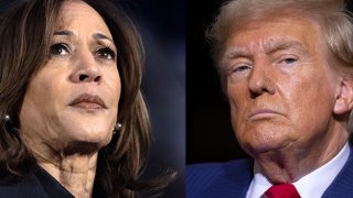 FILE PHOTO (EDITORS NOTE: COMPOSITE OF IMAGES – Image numbers 2182486398, 2168330769) In this composite image, Democratic presidential nominee, U.S. Vice President Kamala Harris (L) and Republican presidential nominee, former U.S. President Donald Trump.
***LEFT IMAGE*** CHUTE, WISCONSIN – NOVEMBER 01: Democratic presidential nominee, Vice President Kamala Harris speaks to supporters during a campaign event at Little Chute High School on November 1, 2024 in Little Chute, Wisconsin. The event is one of three Harris has scheduled today in the swing state where she is in a tight race with her opponent Republican presidential nominee former President Donald Trump. (Photo by Scott Olson/Getty Images).
***RIGHT IMAGE*** POTTERVILLE, MICHIGAN – AUGUST 29: Former U.S. President and current Republican Presidential nominee Donald Trump speaks about the economy, inflation, and manufacturing during a campaign event at Alro Steel on August 29, 2024 in Potterville, Michigan. Michigan is considered a key battleground state in the upcoming November Presidential election. (Photo by Bill Pugliano/Getty Images)