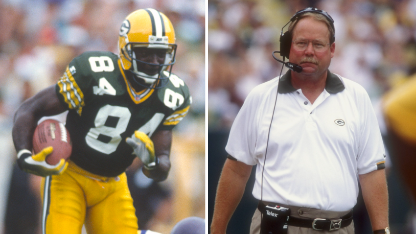 Split image of Sterling Sharpe and Mike Holmgren