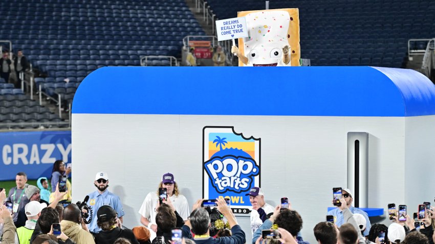 The Pop-Tarts mascot is lowered into a toaster