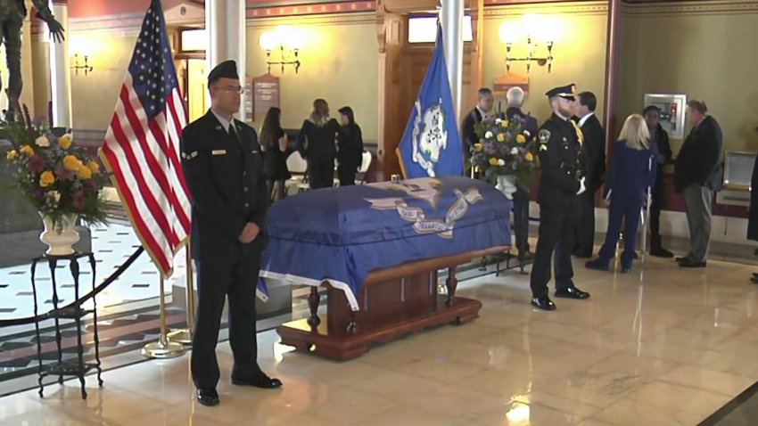 Former Gov. M. Jodi Rell lying in state before funeral this afternoon
