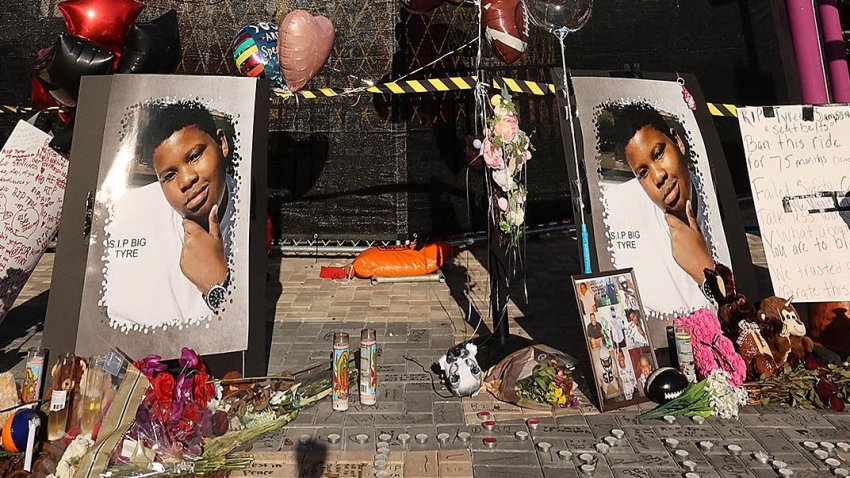 A memorial site is pictured outside the Orlando Free Fall drop tower ride at ICON Park in Orlando on March 29, 2022. Tyre Sampson, 14, died when he fell from the ride on Thursday. The park is now being criticized for a new shooting game it is offering customers.