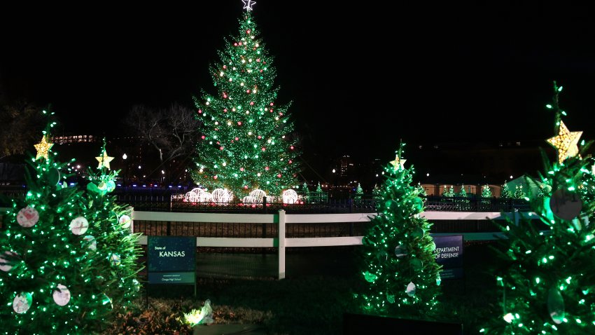 The National Christmas Tree stands lit following the 102nd National Christmas Tree Lighting Ceremony on the Ellipse. The 2024 National Christmas Tree is a 35-foot red spruce from the George Washington and Jefferson National Forests in Virginia.