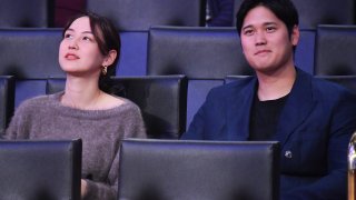 LOS ANGELES, CALIFORNIA - DECEMBER 08: Mamiko Tanaka and Shohei Ohtani attend a basketball game between the Los Angeles Lakers and Portland Trailblazers at Crypto.com Arena on December 08, 2024 in Los Angeles, California. NOTE TO USER: User expressly acknowledges and agrees that, by downloading and or using this photograph, User is consenting to the terms and conditions of the Getty Images License Agreement. (Photo by Allen Berezovsky/Getty Images)