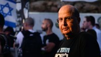 Former Israeli Defense Minister Moshe Yaalon at a rally against the Netanyahu government in Jerusalem in June