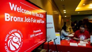 Signage at the New York Public Library’s annual Bronx Job Fair & Expo at the Bronx Library Center in the Bronx borough of New York, US, on Friday, Sept. 6, 2024. 