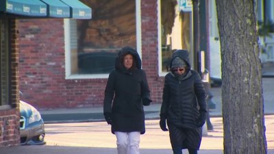 People bundle up in the cold across Connecticut