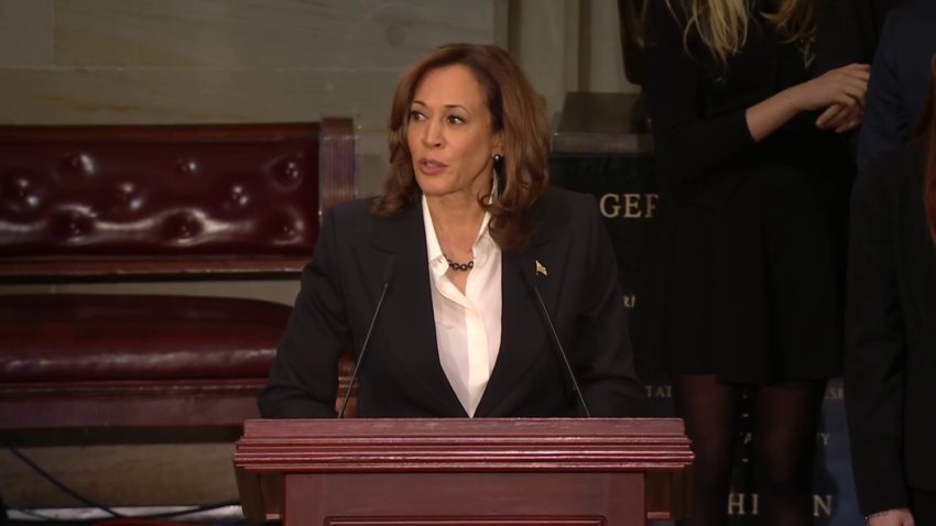 Kamala Harris speaks at Jimmy Carter memorial