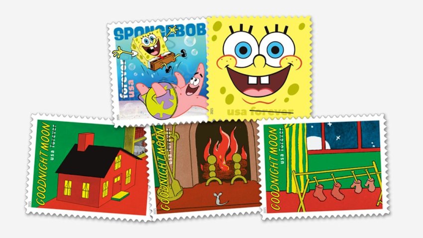 “Goodnight Moon” and “SpongeBob SquarePants” stamps.