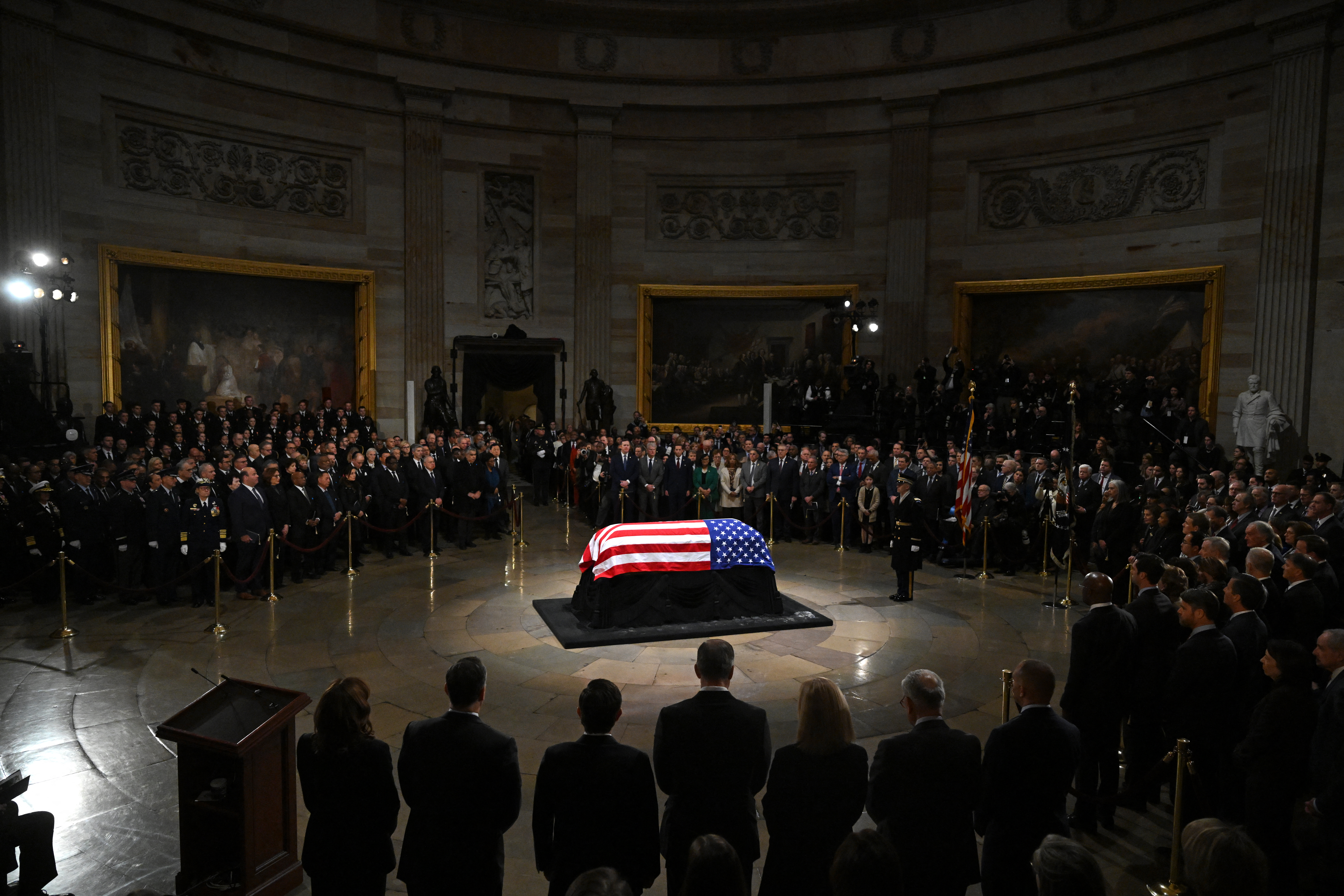 Former US President Jimmy Carter lies in state at the US Capitol Rotunda in Washington, DC on January 7, 2025.