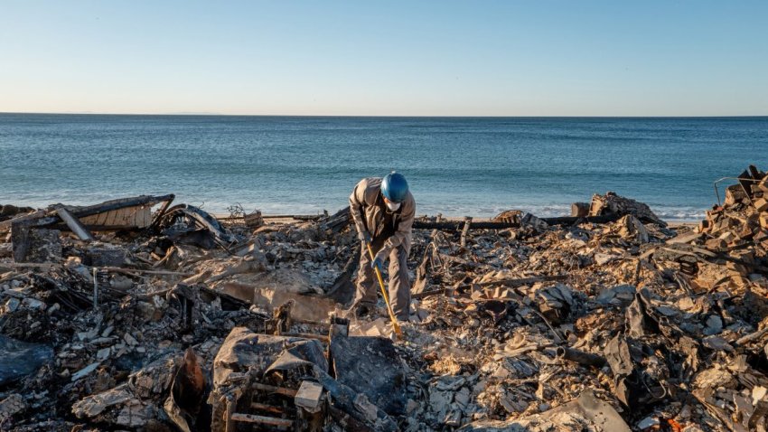 MALIBU, CALIFORNIA – JANUARY 13: Patrick O’Neal sifts through his home after it was destroyed by the Palisades wildfire on January 13, 2025 in Malibu, California. “I’m trying to figure out where I am in the house… I think i’m standing in my dad’s bathroom. To be honest, I don’t even know what I’m looking for I guess I’m just trying to make sense of it. There’s nothing left, just ash and bricks-there’s nothing,” said O’Neal. Multiple wildfires fueled by intense Santa Ana Winds are burning across Los Angeles County. Reportedly at least 24 people have died with over 180,000 people under evacuation orders. Over 12,000 structures have been destroyed or damaged, while more than 35,000 acres have burned. (Photo by Brandon Bell/Getty Images)