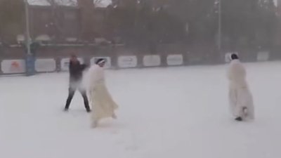 WATCH: Nuns and priest enjoy snowball fight in Louisiana