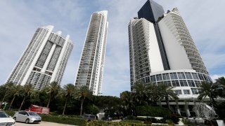From left, the Trump Royale, The Trump Palace and the Trump International Beach Resort are shown in Sunny Isles Beach, Florida, U.S. March 13, 2017.