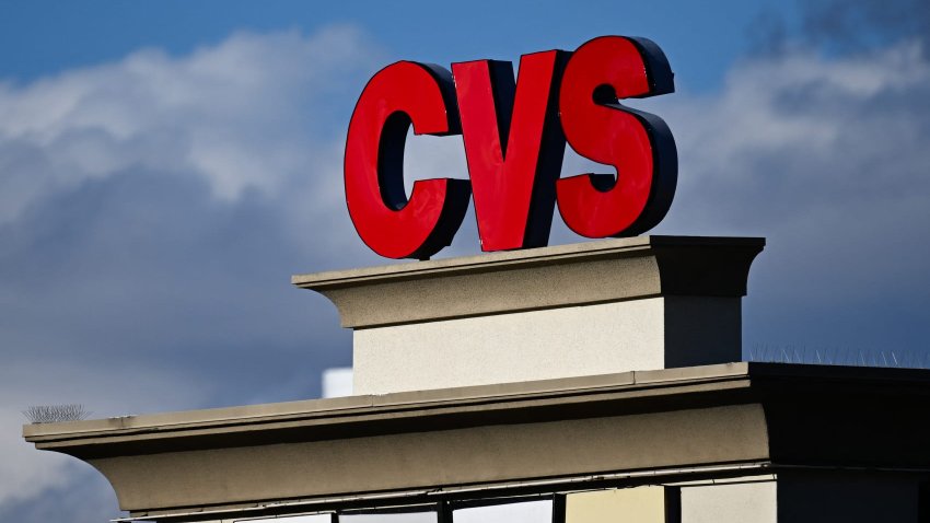 The CVS pharmacy logo is displayed on a sign above a CVS Health Corp. store in Las Vegas, Nevada, on Feb. 7, 2024.