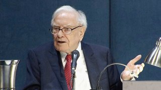 Warren Buffett speaks during the Berkshire Hathaway Annual Shareholders Meeting in Omaha, Nebraska, on May 4, 2024.