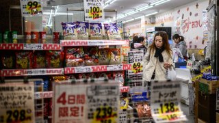 A customer visits a store at Togoshi Ginza shopping street in Tokyo on January 23, 2025. 
