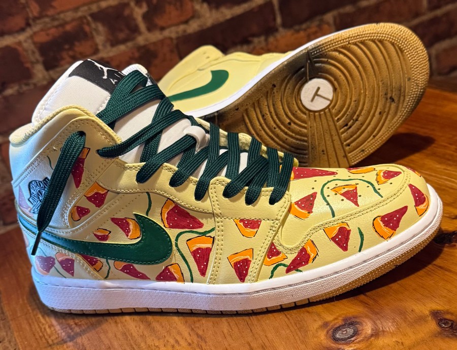 Pizza-themed Air Jordans and other pizza-themed fashion