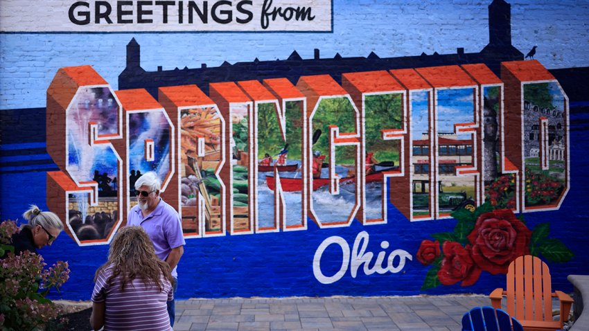 A mural in downtown Springfield, Ohio, in Sept. 2024.