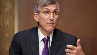 Dr. Peter Marks, Director of the Center for Biologics Evaluation and Research within the Food and Drug Administration answers a question during a Senate Health, Education, Labor and Pensions Committee hearing to discuss the on-going federal response to COVID-19, at the U.S. Capitol in Washington, D.C., May 11, 2021.