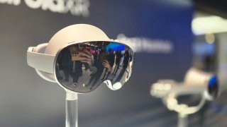 Samsung’s extended reality ‘Project Moohan’ headset on display at the Mobile World Congress 2025 in Barcelona.