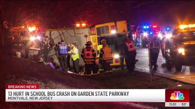 13 hurt in school bus crash on Garden State Parkway