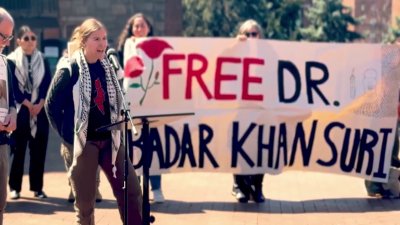 Georgetown students and faculty walkout in support of detained researcher