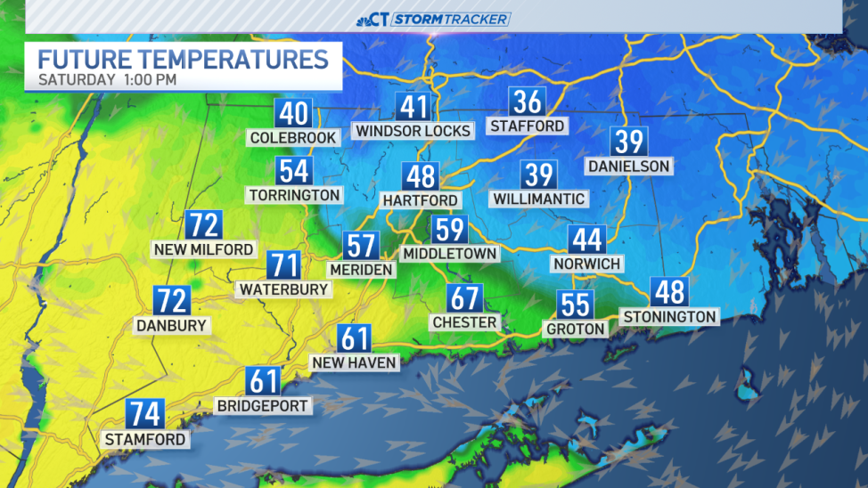 Ct Rangw Temperatures Saturday could range from 40s to 70s across Connecticut ...